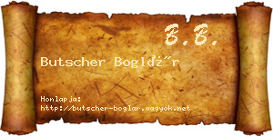 Butscher Boglár névjegykártya